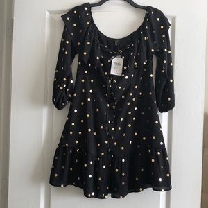 Forever 21 Black & gold polka dot dress